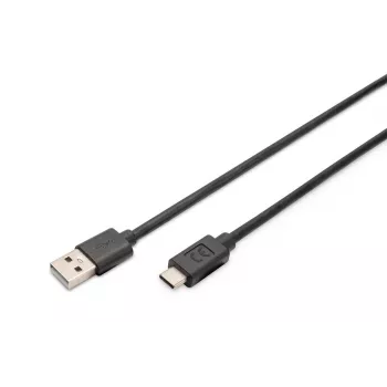 DIGITUS ASSMANN USB Type-C prepojovací kábel, Type-C na A konektor samec/konektor samec, 3 m, 3A, 480 MB/s, verzia 2.0, čierny