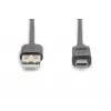 DIGITUS ASSMANN USB Type-C prepojovací kábel, Type-C na A konektor samec/konektor samec, 3 m, 3A, 480 MB/s, verzia 2.0, čierny
