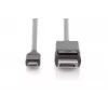 DIGITUS USB Type-C adaptérový kábel, Type-C na DP M/M, 2 m 4K/60 Hz, 32,4 Gbit/s, CE, čierny