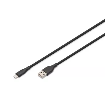 DIGITUS USB silikónový nabíjací kábel USB-A - Lightning USB 2.0 12W - 1m čierny