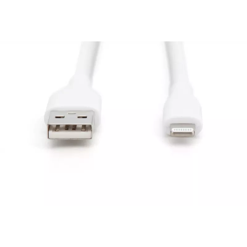 DIGITUS USB silikónový nabíjací kábel USB-A - Lightning USB 2.0 12W - 1m biely