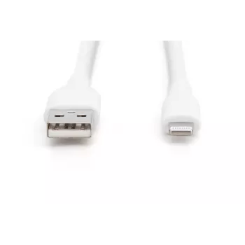 DIGITUS USB silikónový nabíjací kábel USB-A - Lightning USB 2.0 12W - 2m biely