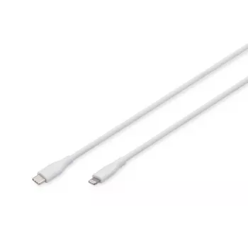 DIGITUS USB silikónový nabíjací kábel USB-C - Lightning USB 2.0 60W - 50cm biely