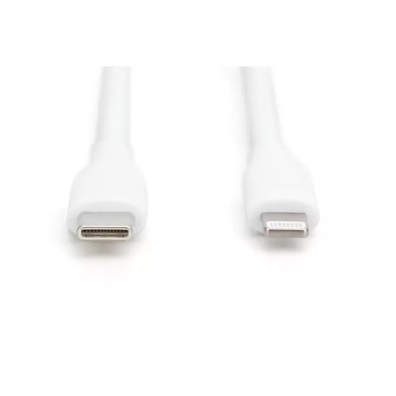 DIGITUS USB silikónový nabíjací kábel USB-C - Lightning USB 2.0 60W - 50cm biely
