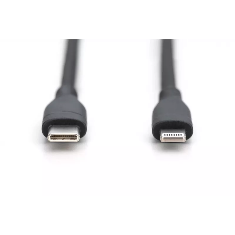 DIGITUS USB silikónový nabíjací kábel USB-C - Lightning USB 2.0 60W - 1m čierny