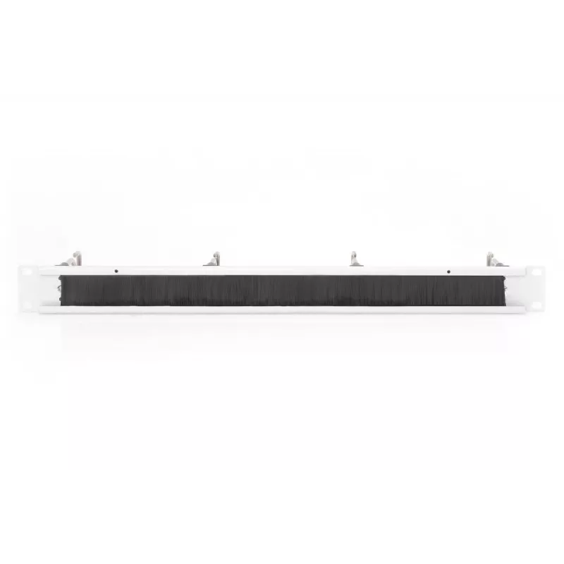 DIGITUS 1U panel na vedenie káblov s kefou, 4 oceľové krúžky 40x75 mm, sivý (RAL 7035)