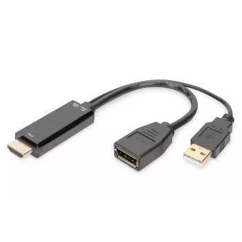 Digitus 4K HDMI adaptér HDMI na DisplayPort 0,2 m HDMI Type-A USB