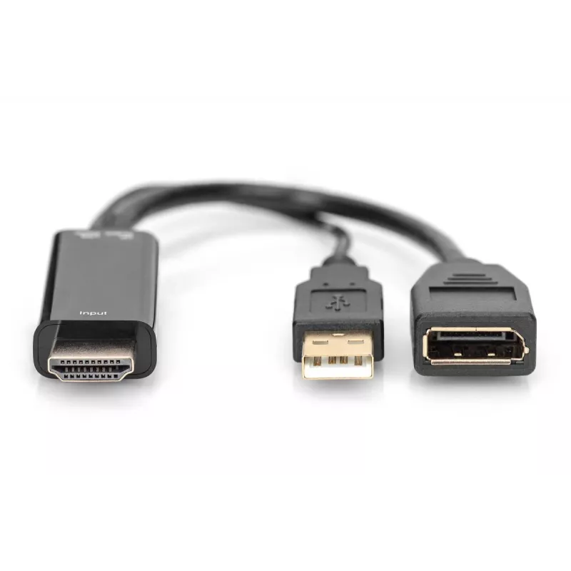 Digitus 4K HDMI adaptér HDMI na DisplayPort 0,2 m HDMI Type-A USB