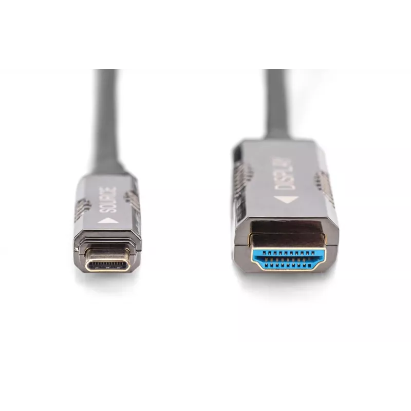 DIGITUS USB - Type-C na HDMI AOC FO adaptérový kábel HDMI verzia 2.0; Max 4Kx2K@60Hz; 20m