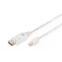 DIGITUS DisplayPort prepojovací kábel, Mini DP - DP M/M, 2 m s uzamknutím, v súlade s DP 1.1a, biely