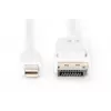 DIGITUS DisplayPort prepojovací kábel, Mini DP - DP M/M, 2 m s uzamknutím, v súlade s DP 1.1a, biely