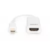 DIGITUS ASSMANN DisplayPort adaptérový kábel, Mini DP - HDMI Type-A M/F, 15 cm kompatibilný s DP 1.1a, CE biely