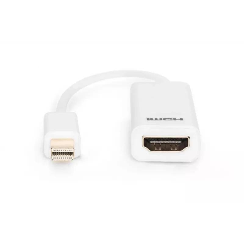 DIGITUS ASSMANN DisplayPort adaptérový kábel, Mini DP - HDMI Type-A M/F, 15 cm kompatibilný s DP 1.1a, CE biely
