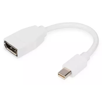 DIGITUS DisplayPort adaptérový kábel, Mini DP - DP M/F, 0,15 m, v súlade s DP 1.2, biely