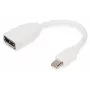 DIGITUS DisplayPort adaptérový kábel, Mini DP - DP M/F, 0,15 m, v súlade s DP 1.2, biely