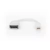 DIGITUS DisplayPort adaptérový kábel, Mini DP - DP M/F, 0,15 m, v súlade s DP 1.2, biely