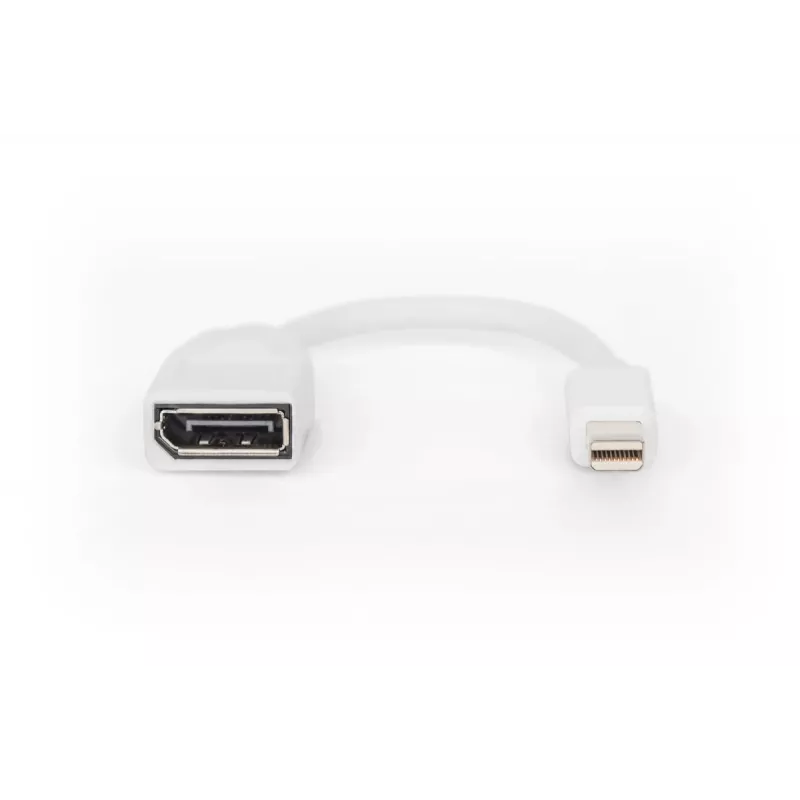 DIGITUS DisplayPort adaptérový kábel, Mini DP - DP M/F, 0,15 m, v súlade s DP 1.2, biely