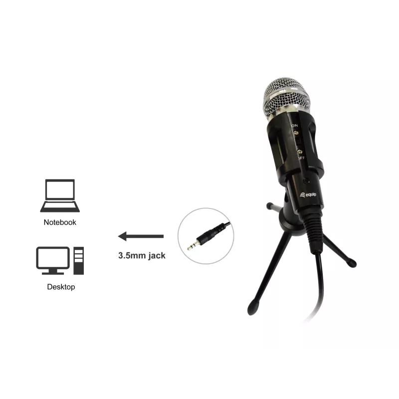 Equip Mini stolný mikrofón, -30 dB, 30 - 16000 Hz, 2200 Ω, káblový, 3,5 mm (1/8 palca)