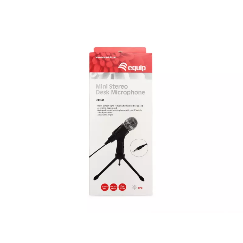 Equip Mini stolný mikrofón, -30 dB, 30 - 16000 Hz, 2200 Ω, káblový, 3,5 mm (1/8 palca)