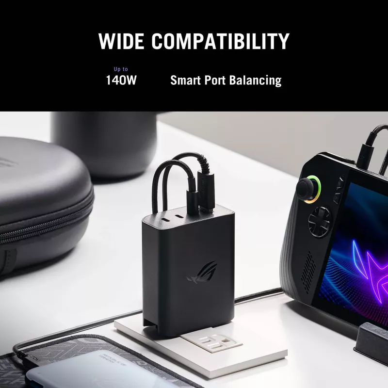 ASUS ROG 140W USB-C GaN univerzálna čierna AC rýchle nabíjanie interiér