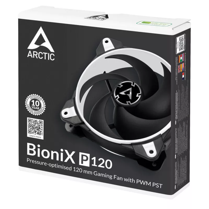 ARCTIC BioniX P120 (biely) – tlakovo optimalizovaný 120-mm herný ventilátor s PWM PST