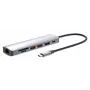 Manhattan USB-C dock/hub s čítačkou kariet, konektory (x5): Ethernet, HDMI, USB-A (x2) a USB-C, s Power Delivery (PD) 100 W – vyžaduje externú USB-C nabíjačku (nie je súčasťou dodávky). USB napájaný (nie je potrebný externý napájací zdroj), ak sa PD nepoužíva