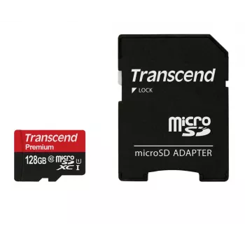 TRANSCEND 128GB Micro SDHC Class 10 UHS-1 s adaptérom