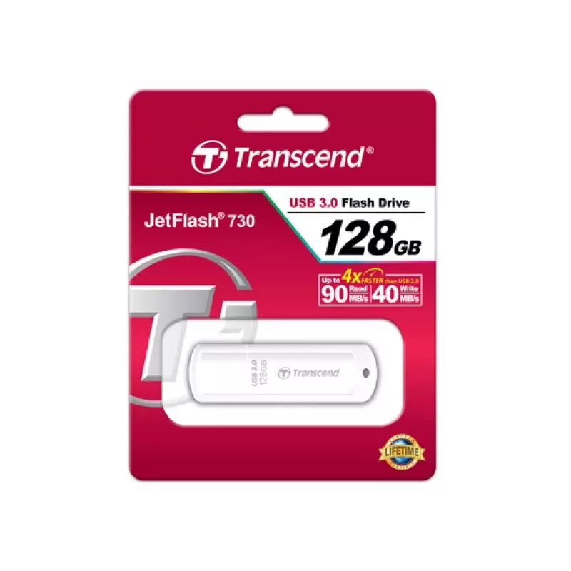 TRANSCEND Jetflash 730 - 128GB USB kľúč - USB 3.0 - biela