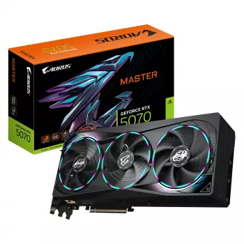 GIGABYTE AORUS GeForce RTX 5070 MASTER 12G grafická karta - 12GB GDDR7, 192bit, PCI-E 5.0, 2715 MHz takt jadra, 3 x DP 2.1a, 1 x HDMI 2.1b, NVIDIA DLSS 4, GV-N5070AORUS M-12GD