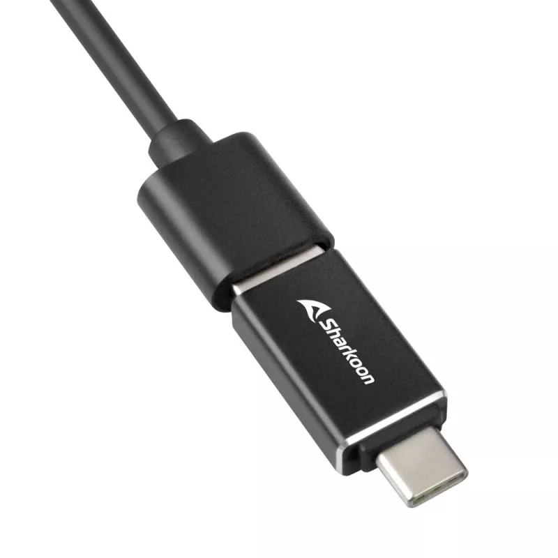 SHARKOON USB hub - 3-port USB 3.2 Gen 1 hliník + Ethernet čierny