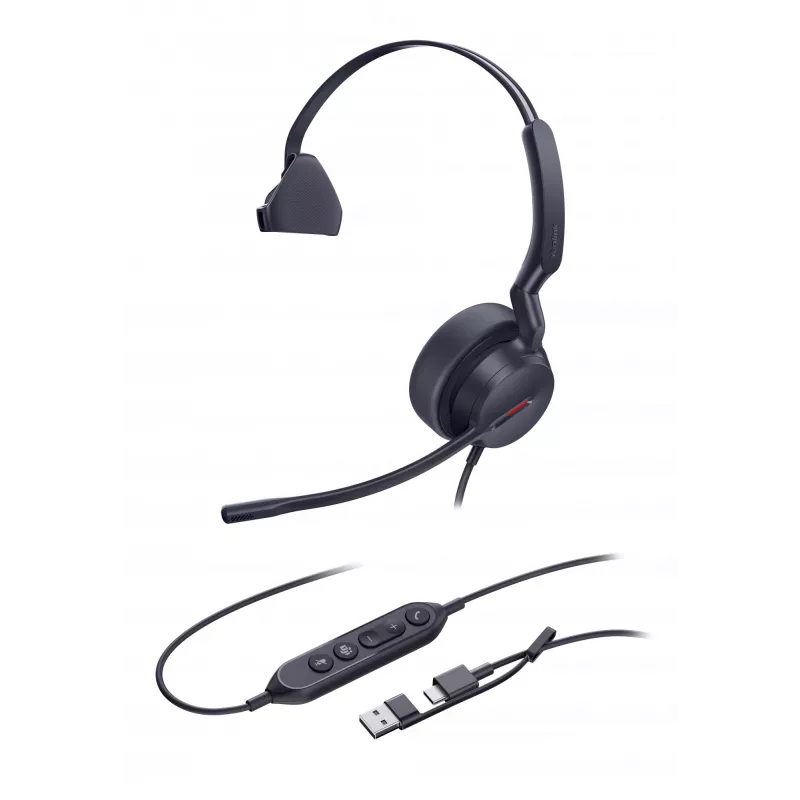 Yealink UH44 Mono Teams USB-C/A headset, káblový, 20 - 20000 Hz, kancelária/call centrum, 127 g, headset, čierna