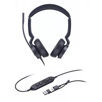 Yealink UH46 Dual Teams USB-C/A headset, káblový, 20 - 20000 Hz, kancelária/call centrum, 166 g, headset, čierna