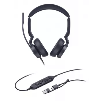 Yealink UH46 Dual UC USB-C/A headset, káblový, 20 - 20000 Hz, kancelária/call centrum, 166 g, headset, čierna