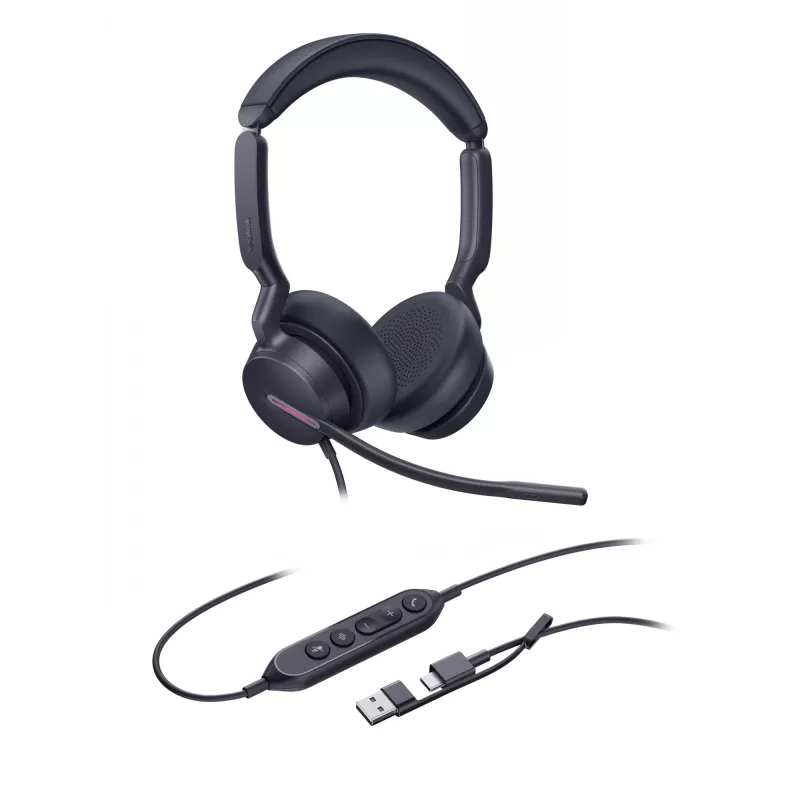 Yealink UH46 Dual UC USB-C/A headset, káblový, 20 - 20000 Hz, kancelária/call centrum, 166 g, headset, čierna