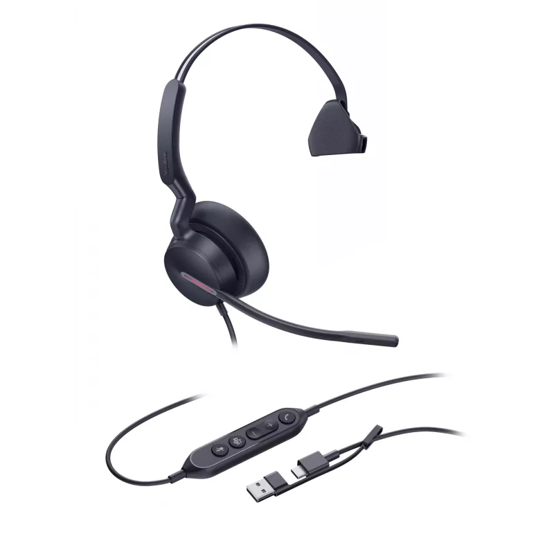Yealink UH46 Mono Teams USB-C/A headset, káblový, 20 - 20000 Hz, kancelária/call centrum, 127 g, headset, čierna