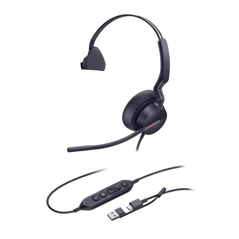 Yealink UH46 Mono Teams USB-C/A headset, káblový, 20 - 20000 Hz, kancelária/call centrum, 127 g, headset, čierna