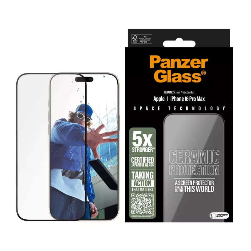 PanzerGlass ® keramická ochrana displeja iPhone 16 Pro Max | Ultra-Wide Fit s EasyAligner