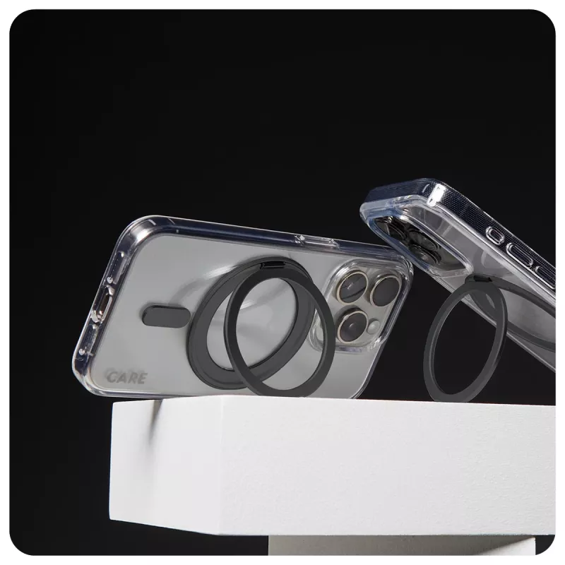 PanzerGlass CARE™ by ® puzdro transparentné s čiernym stojanom a MagSafe iPhone 16