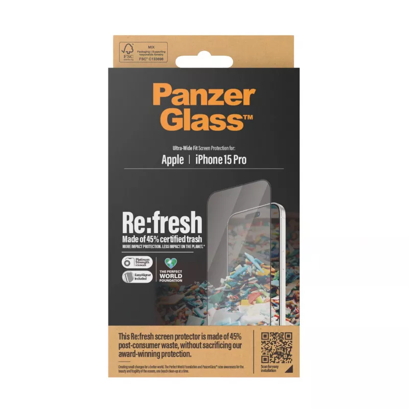 PanzerGlass ® Re:fresh ochrana displeja iPhone 15 Pro | Ultra-Wide Fit s EasyAligner