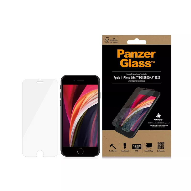 PanzerGlass ® ochrana displeja iPhone 8 | 7 | 6s | 6 | SE (2020/2022) | Standard Fit