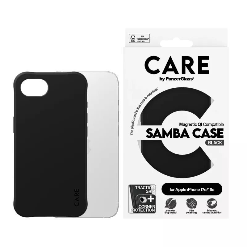 PanzerGlass CARE™ by ® Samba puzdro čierne s Qi kompatibilné iPhone 17e | 16e