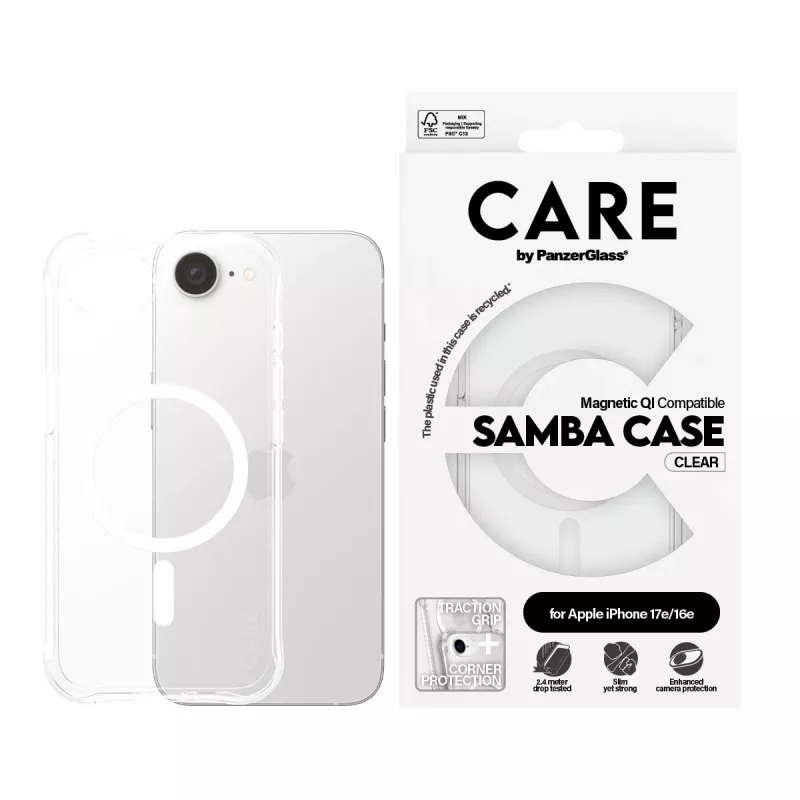PanzerGlass CARE™ by ® Samba puzdro transparentné s bielou Qi kompatibilné iPhone 17e | 16e