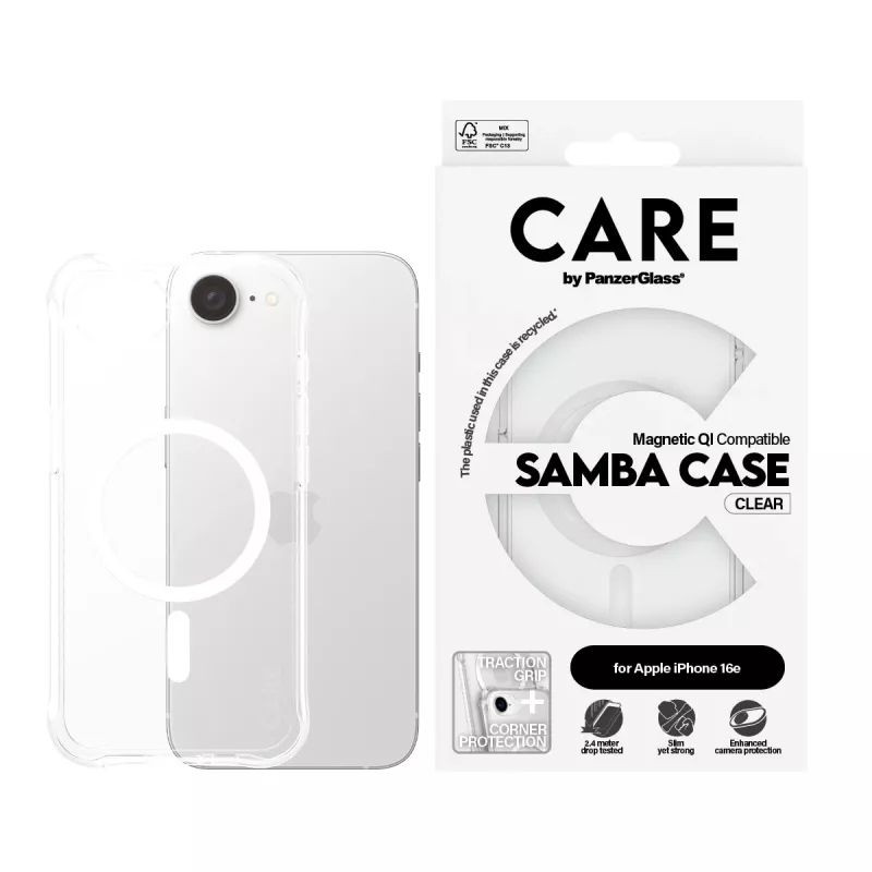 PanzerGlass CARE™ by ® Samba puzdro transparentné s bielou Qi kompatibilné iPhone 17e | 16e