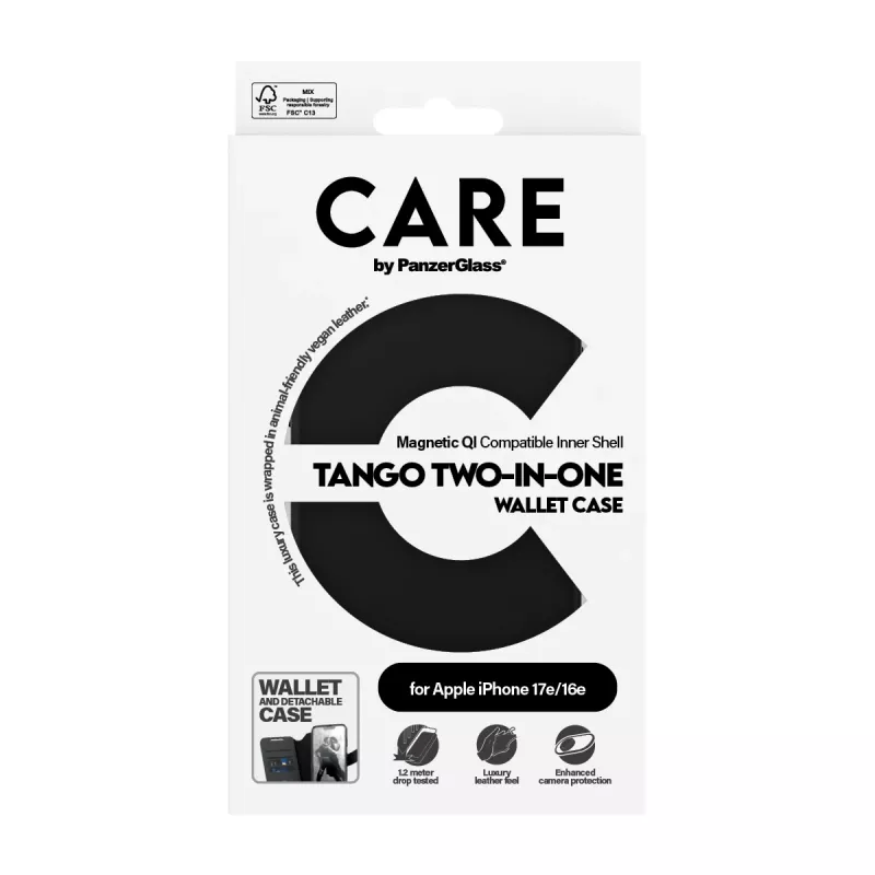 PanzerGlass CARE™ by ® Tango 2-in-1 puzdro s peňaženkou a Qi iPhone 17e | 16e