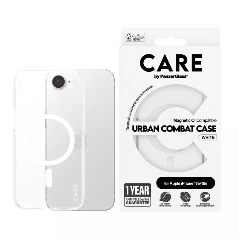 Puzdro PanzerGlass CARE by Flagship puzdro Transparent Urban Combat White Qi kompatibilné iPhone 16e