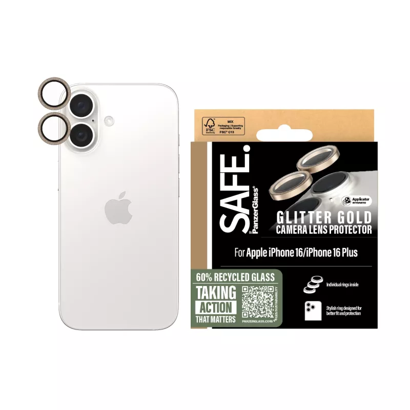 PanzerGlass SAFE. by ® ochrana objektívu fotoaparátu Glitter Gold iPhone 16 | 16 Plus