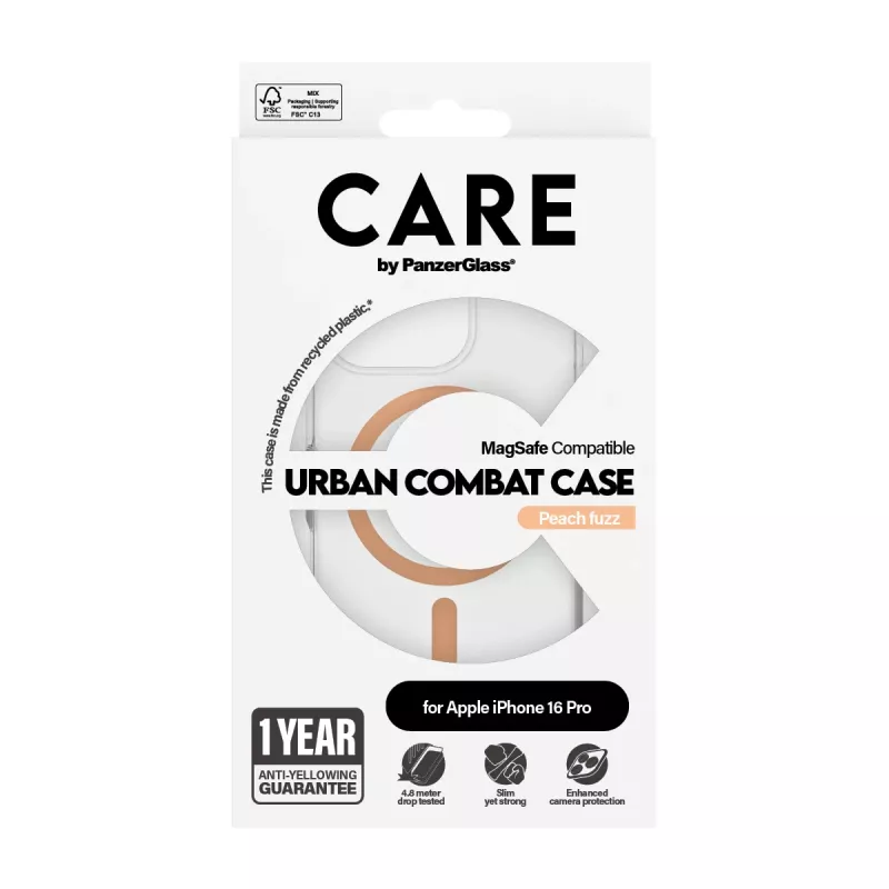 PanzerGlass CARE™ by ® Urban Combat puzdro transparentné s Peachy MagSafe iPhone 16 Pro