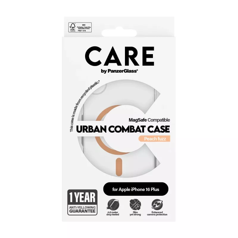 PanzerGlass CARE™ by ® Urban Combat puzdro transparentné s Peachy MagSafe iPhone 16 Plus