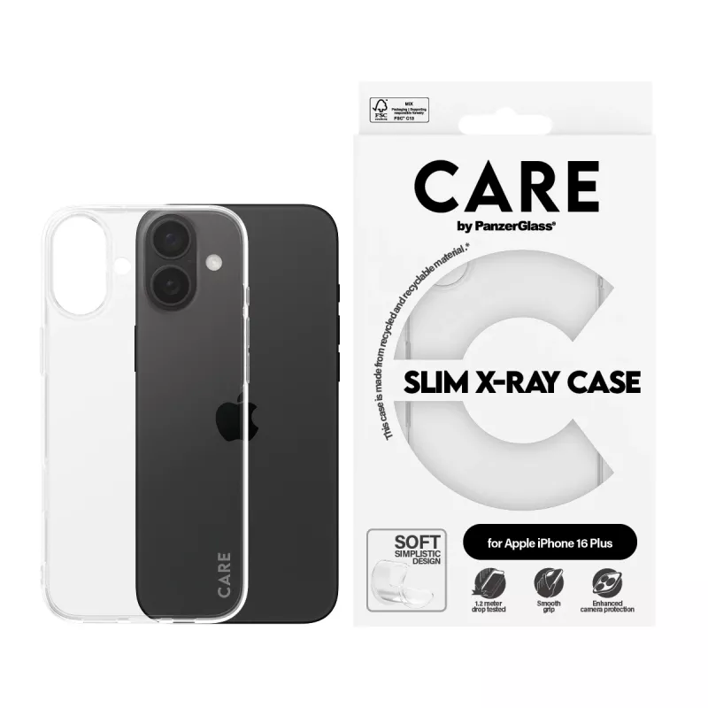 PanzerGlass CARE™ by ® X-Ray puzdro iPhone 16 Plus, kryt, Apple, Apple - iPhone 16 Plus, transparentné