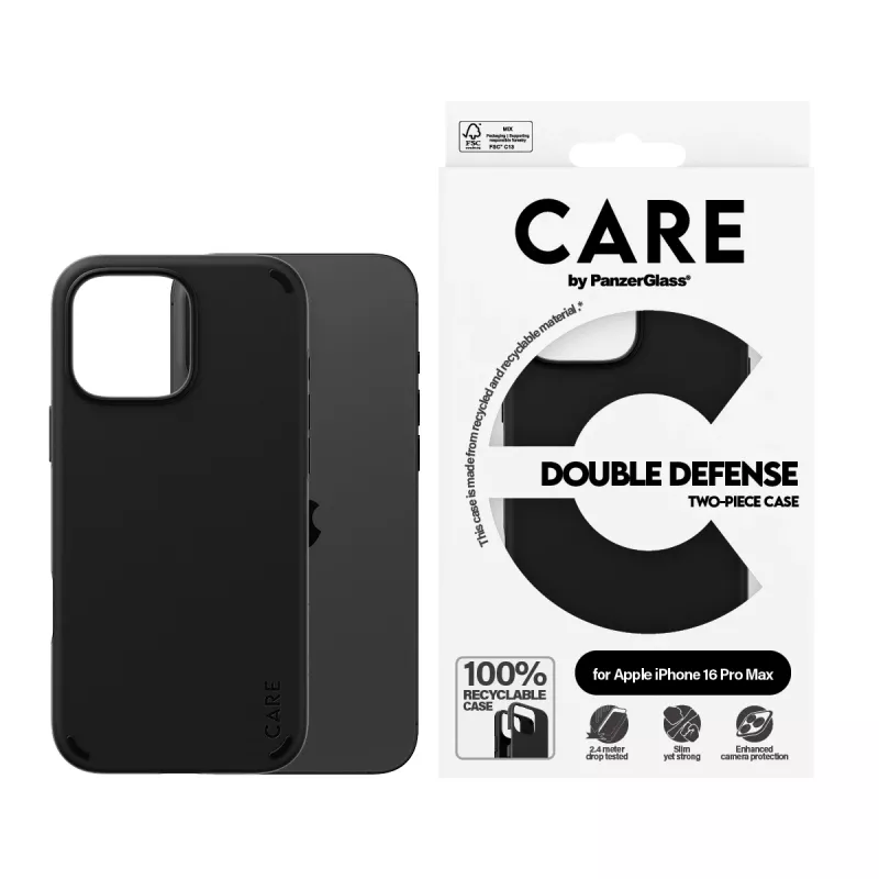 PanzerGlass CARE Feature Case Double Defense puzdro na iPhone 16 Pro Max 6,9 palca, čierne